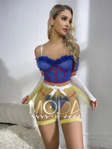 Set de Disfraz Princesa Blancanieves Encaje Lencería Sexy de Mujer Set de 9 Piezas - Ver 4