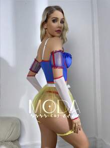 Set de Disfraz Princesa Blancanieves Encaje Lencería Sexy de Mujer Set de 9 Piezas - Ver 3