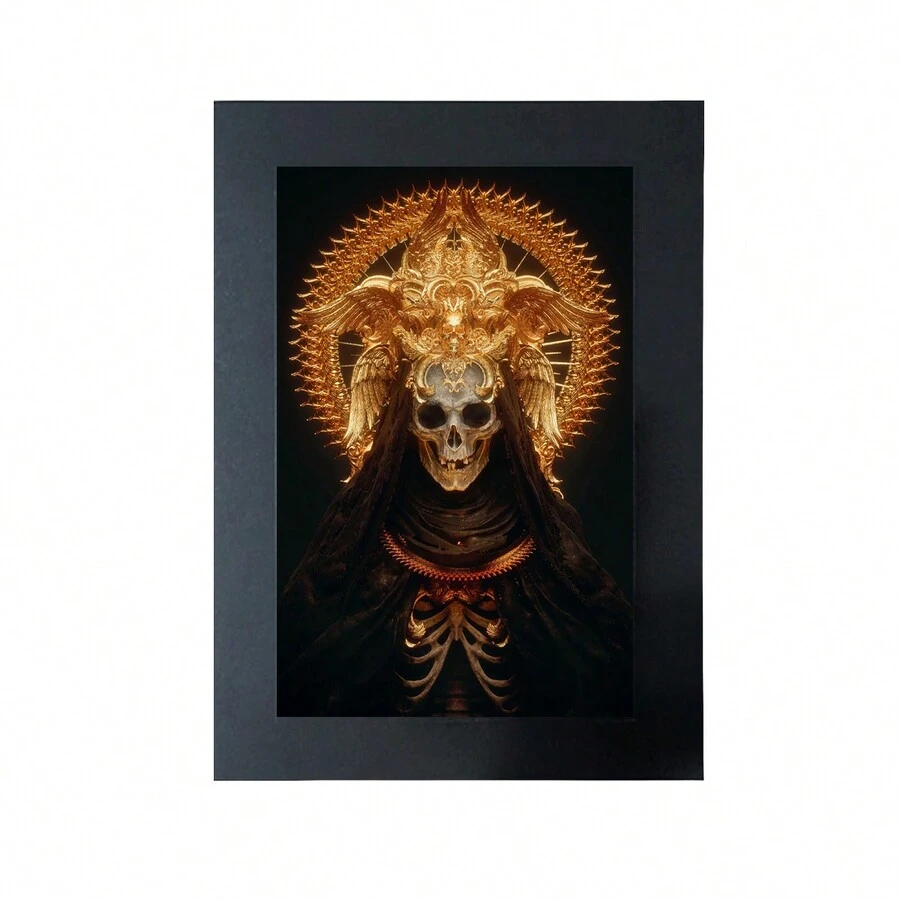 Cuadro De La Santa Muerte Negra - Negro - Ver 1