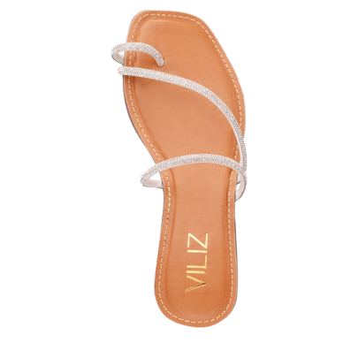 Sandália Rasteira Brilho Confortável Sapatos Feminina Rasteirinha Elegante Strass