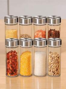 Especiero Giratorio Organizador de Especias Condimentos Hierbas Carrusel de Frascos con 12 Tarros Cristal 360 grados Especieros para Hogar Cocina - Plateado - Ver 4