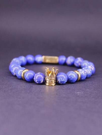 Pulseira de pedras naturais Masculina lapis azul