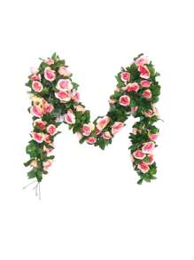 1 Guia de 16 Rosas. Hermosa Guía Flor Artificial de 2.2 metros con 16 Flores. Lindo Arreglo Florar para Decoración de Hogar, Habitación, Oficina, Patio, Negocio, Interiores y Exteriores. - Champán - Ver 3