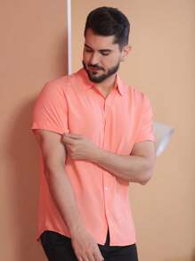 Men Shirts - Coral Pink - View 5