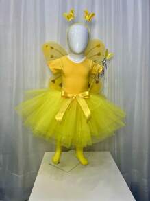 Disfraz Primavera Mariposa Para Niña Animalitos Tutú, Leotardo y Alas - Amarillo - Ver 1
