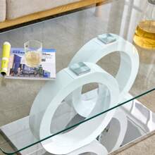 Rectangle Glass Coffee Table, Modern Clear Tempered Glass Top Coffee Table For Living Room - 白色 - 查看 10