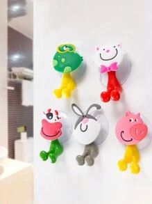1pc/3pcs/5pcs Creative Cute Cartoon Animal Family Toothbrush & Toothpaste Holder, Suction Cup, Random Style - White - View 1