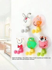 1pc/3pcs/5pcs Creative Cute Cartoon Animal Family Toothbrush & Toothpaste Holder, Suction Cup, Random Style - White - View 8