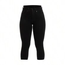 P J PINEDA JEANS Pantalon capri Jeans de Mezclilla Denim Stretch para Mujer de Cintura Alta Ajustado casual y semi formal a la pantorrilla - Negro - Ver 6