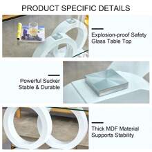 Rectangle Glass Coffee Table, Modern Clear Tempered Glass Top Coffee Table For Living Room - 白色 - 查看 5