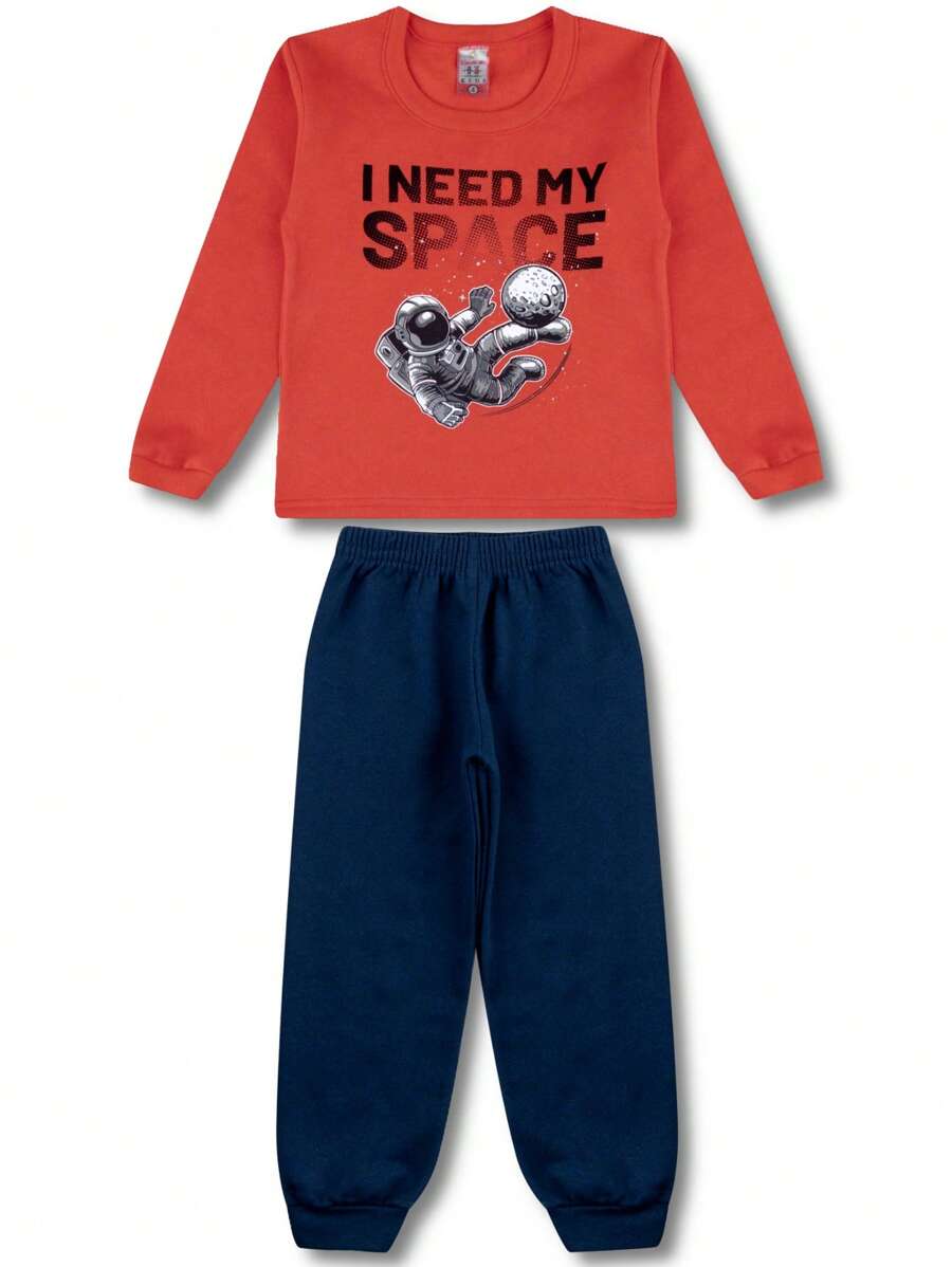2 Piece Kit Boys' Sweatshirt Set - 1 Top And 1 Trousers Boys' Winter Clothing