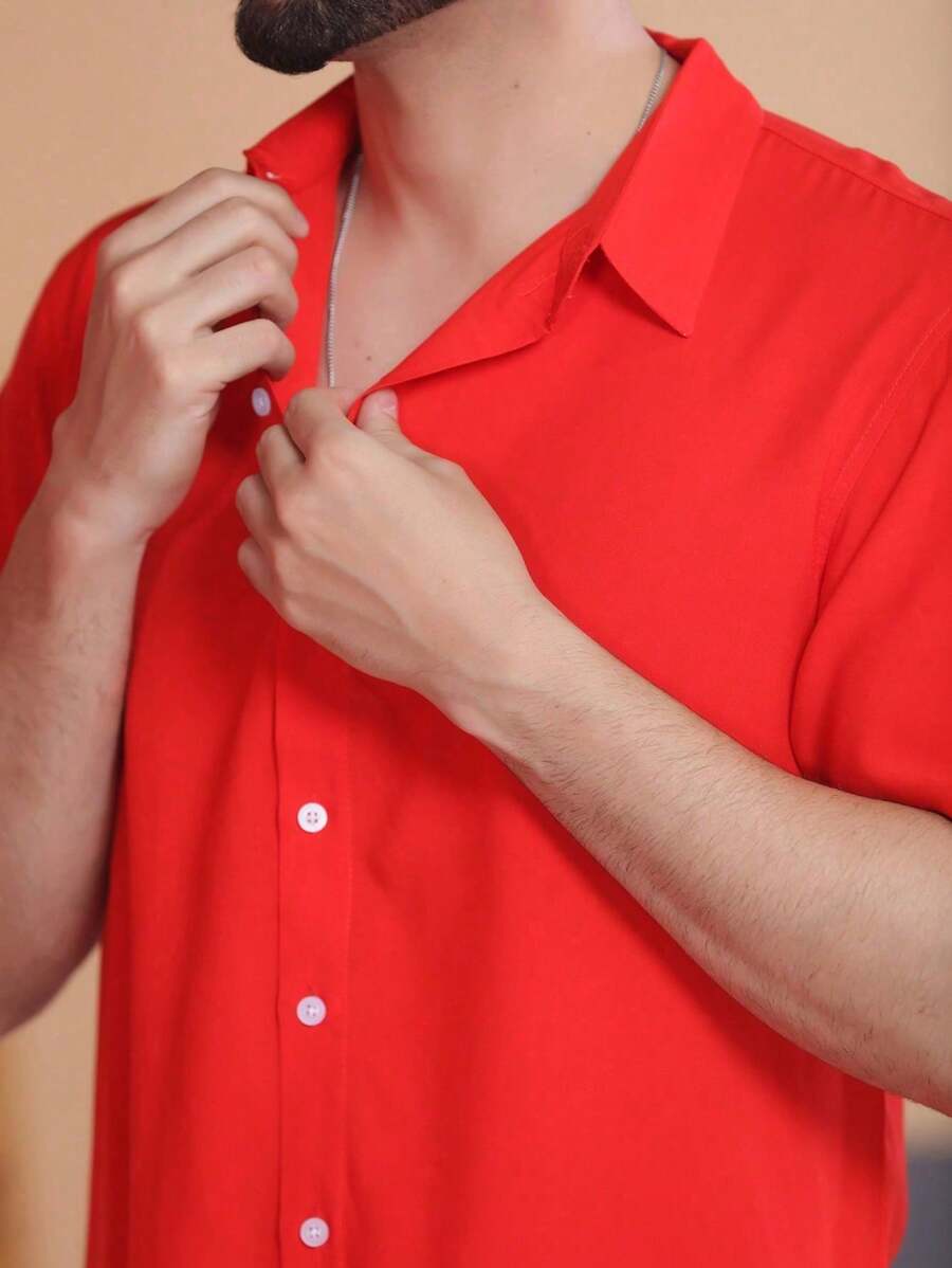 Men Shirts - Red - View 1