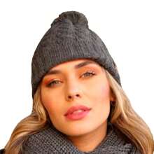 Touca feminina pompom gorro lã grossa tricot frio inverno