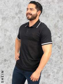 PLAYERA CAMISA TIPO POLO HOMBRE DETALLE EN PUÑOS Y CUELLO