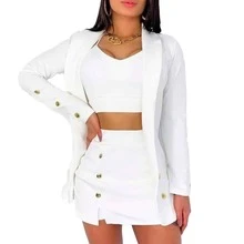 Vestido corto cruzado manga corta falda fluida - Blanco - Ver 3