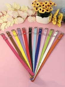 寵物用品朋克風格pu多色狗項圈,中小狗適用 - 寶藍色 - 查看 6