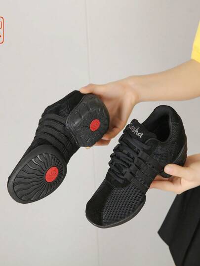 女士网眼橡胶底舞蹈鞋，软底，适合四季的广场舞鞋，透气，适合跳舞、健身和休闲穿着，适合健身房