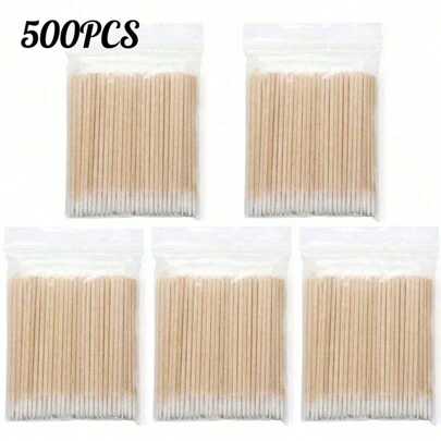 500支/包 单尖木棒，用于清洁、涂抹胶点、美甲用品、美甲工具、美甲艺术工具、返校季、美甲、美甲贴片工具