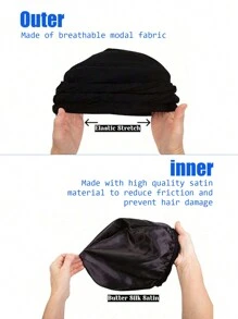 男士复古流苏头带、扭纹头巾、帽子、个性护发扭尾帽万圣节 - 黑色 - 查看 5