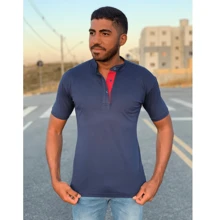 Men Polo Shirts - 藍白色 - 查看 3