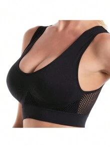 3 Piezas Sujetador Deportivo, Lenceria sin Varillas, Brasier Deportivo, Push Up sin Varilla, Sujetador Yoga, Top Deportivo Mujer, Brasier sin Varilla, Brasier Yoga - Negro - Ver 3