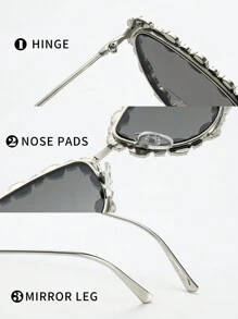 1pc Women's Vintage Cat Eye Rhinestone Frame High Quality Minimalist Stylish Fashion Glasses (Suitable For Driving, Travel, Leisure, Outfit Matching, Daily Use) For Summer Beach Vacation, Outdoor, Travel - Multicolor - View 5