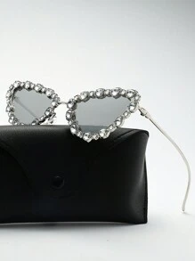 1pc Women's Vintage Cat Eye Rhinestone Frame High Quality Minimalist Stylish Fashion Glasses (Suitable For Driving, Travel, Leisure, Outfit Matching, Daily Use) For Summer Beach Vacation, Outdoor, Travel - Multicolor - View 4