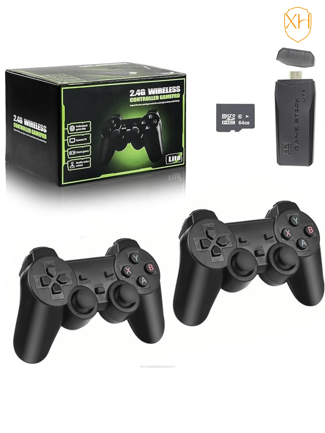 XH Consola de Juegos M8 Retro Inalámbrica 64G,más de 10000 Juegos Integrados, Salida  TV Videojuegos, con Controladores Inalámbricos Duales de 2.4 G - Multicolor - Ver 1