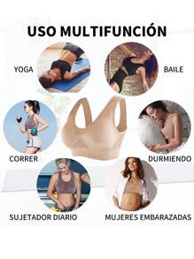 3 Piezas Sujetador Deportivo, Lenceria sin Varillas, Brasier Deportivo, Push Up sin Varilla, Sujetador Yoga, Top Deportivo Mujer, Brasier sin Varilla, Brasier Yoga - Negro - Ver 9