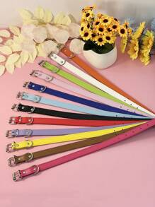 Pet Supplies For Medium And Small Dogs, Punk Style Pu Leather Multicolor Dog Collar - Hot Pink - View 5