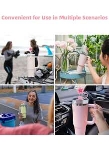 1 nắp ống hút chống bụi bằng silicon có thể tái sử dụng với thiết kế hoa anh đào, phù hợp với ống hút 10mm (không bao gồm ống hút), nhà bếp, quà tặng Giáng sinh - Hồng - Xem 5