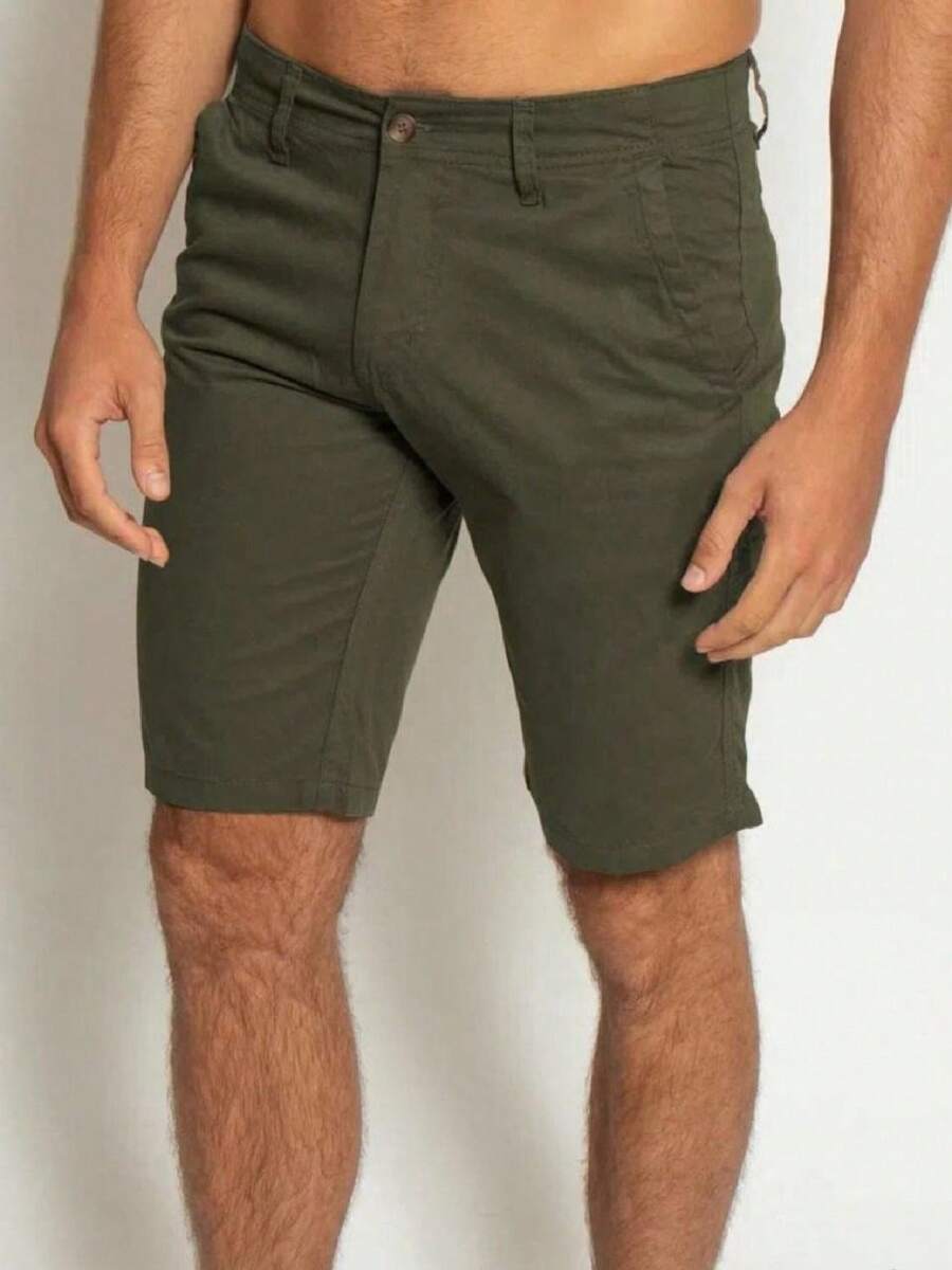 Men Denim Shorts - 綠色 - 查看 1