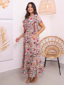 VESTIDO LONGO SEDA INDIANA FLORAL - Rosa Bebê - Visão 6