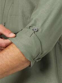 Wrangler All Terrain Gear Mixed Material Shirt In Black Long Sleeve Shirt Basic Shirt Teacher Clothes Back To School Clothes - Green - View 3