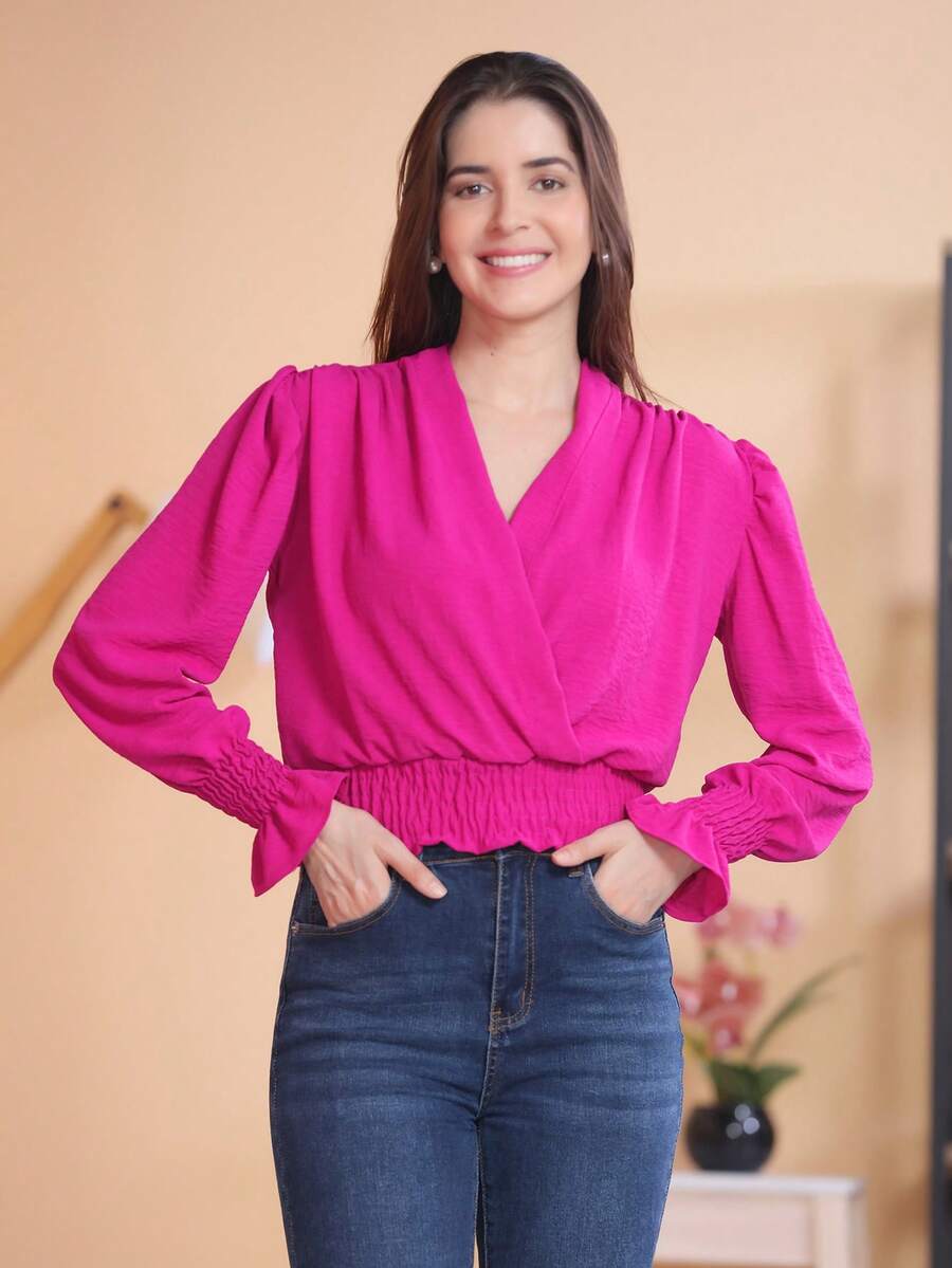 Women Tops - 玫瑰紅 - 查看 1