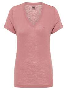Lee V Neck Tee In Dark Mauve Women Clothes - Pink - View 6
