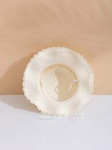 1pc Children's Foldable Sun Hat For Summer, Beach, And Princess Style - White - View 4