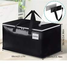 4pcs Heavy Duty Moving Box With Large Storage Bag And Zipper, Used For Transport, Storage, And Clothes/Blankets - Black - View 2