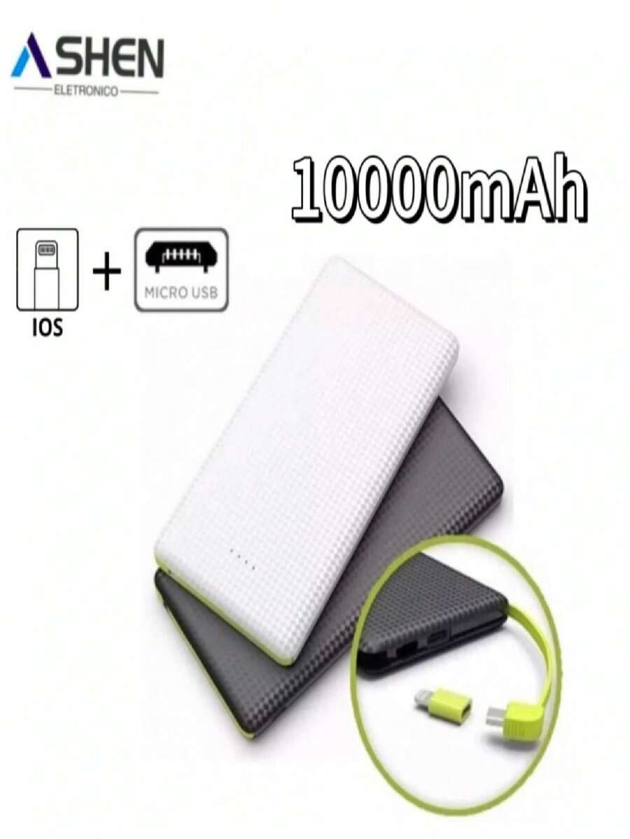 Carregador Portátil Turbo Power Bank 10000mah V8 e Iphone SHEIN Brasil