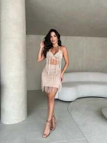 Women Sweater Co-Ords - Màu be - Xem 2