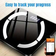 1 Pc Rechargeable Lithium Battery Intelligent Weight Scale, Intelligent Digital Weighing Machine With Body Fat BMI Measurement Function, Body Composition Analyzer For Home Bathrooms - White - View 3