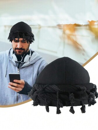 Men's Vintage Tassel Headband, Twist Headscarf, Cap, Personality Hair Care Twist Tail Cap Halloween