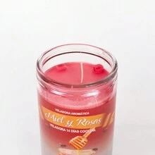 Veladora, Vela, Miel y Rosas, Aromática, 14 Días Esoterismo, Intención de alejar los obstáculos que se interponen en la felicidad de pareja o familia - Rojo - Ver 6