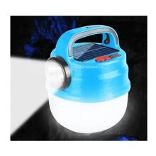 Lanterna Solar Lâmpada De Acampamento Holofote Emergência Multifuncional 6 Leds Luz Frontal E Lateral HBV70 - Azul - Visão 1