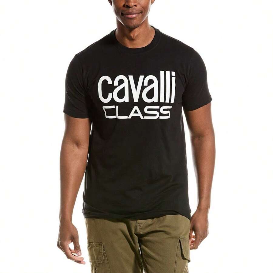 Cavalli class tshirt uomo stampa, 100% cotone it, testo, l
