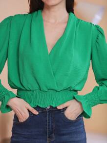 Women Tops - 綠色 - 查看 5