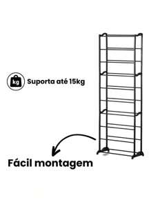 Sapateira Vertical Inox Luxo 20 pares de 10 andores 50x16x140 cm - Preto - Visão 3