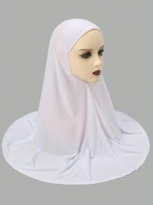 1 件女士头巾，即时实用头巾，覆盖肩膀，适合日常佩戴，纯色，适合罩袍、Shayla、Tudong，即时长款 Khimar 头巾透气帽 - 純色方便頭巾 - 查看 5