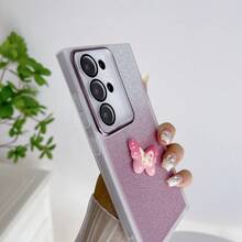 1 Cái Mới Chống Lỗ Chính Xác Màu Trắng Với Khung Mạ Điện Bảo Vệ Ống Kính + Trang Trí Hình Con Bướm Lấp Lánh Vỏ Mềm Tpu Hai Tông Màu Tương Thích Với Apple, Samsung, Xiaomi, Oppo, Vivo Và Các Mẫu Điện Thoại Khác - trắng - Xem 5