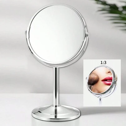1 chiếc gương trang điểm lớn màu bạc, gương soi hai mặt HD để bàn, gương trang điểm phóng đại 360° bằng kim loại bạc, gương trang điểm phóng đại HD, trang điểm, giá rẻ, trang trí phòng, bàn trang điểm, du lịch, phòng ngủ, phụ kiện trang điểm, gương, gương trang điểm, giá rẻ, quà tặng Giáng sinh, dụng cụ trang điểm, đồ rẻ tiền, quà tặng, quà tặng cho phụ nữ, quà Giáng sinh, quà tặng khuyến mãi, du lịch, đồ rẻ tiền, đồ dùng cần thiết khi đi du lịch